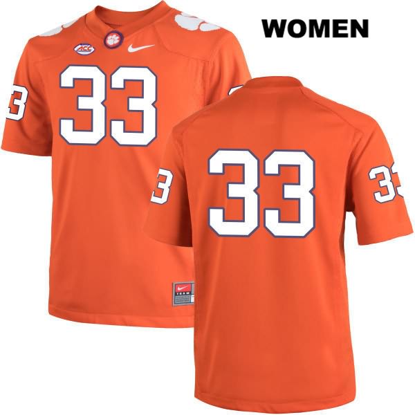 Women's Clemson Tigers #33 J.D. Davis Stitched Orange Authentic Nike No Name NCAA College Football Jersey ZMT4046LN